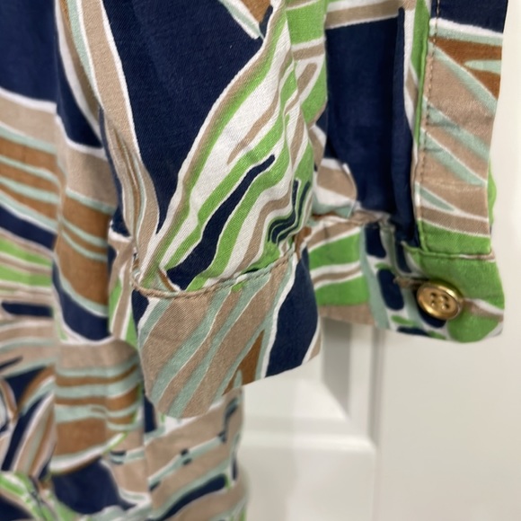 Talbots blouse size 8 blue, brown, green pattern - Picture 5 of 6